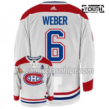 Camisola Montreal Canadiens SHEA WEBER 6 Adidas Branco Authentic - Criança